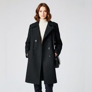 Guess Black Double-Breasted Trench Coat